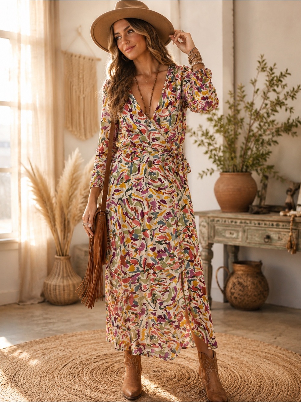 BeachLunchLounge Colorful Abstract Midi Dress